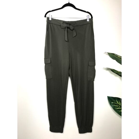 New Badgley Mischka Women's L Olive Green Jogger Pants Cargo Belt Comfy Everyday - Picture 2 of 12
